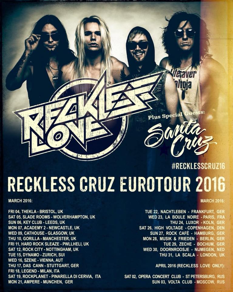 Reckless Cruz Eurotour 2016 angekündigt!